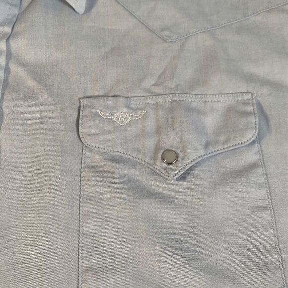 Flying R Ranchwear Pearl Snap Western Shirt Mens XL Embroidered Logo Blue - Picture 2 of 4